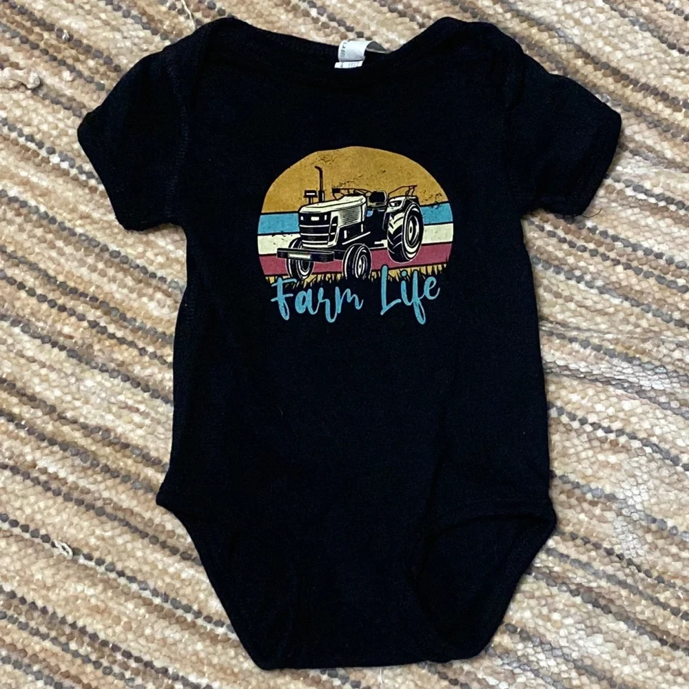 Rabbit Skins Farm Life Tractor Baby Boy Onesie 12 Months